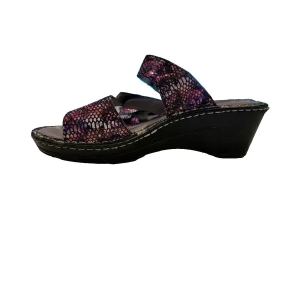 Alegria Women's Sandals 38 US‎ 8 Purple Black Wedge Comfort Adjustable Straps - Picture 4 of 9